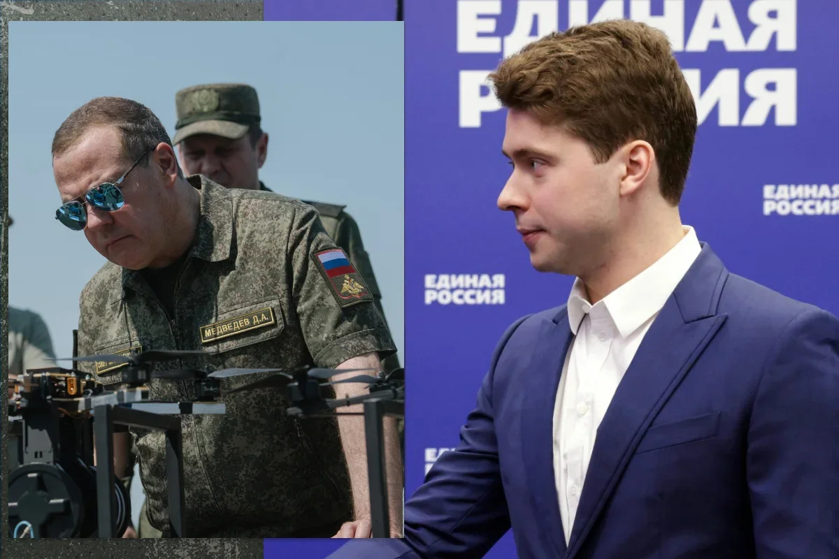 Dmitry Medvedev and his son Ilya. Photo: Sputnik / Kremlin / EPA-EFE; <a href="http://er.ru">er.ru</a>