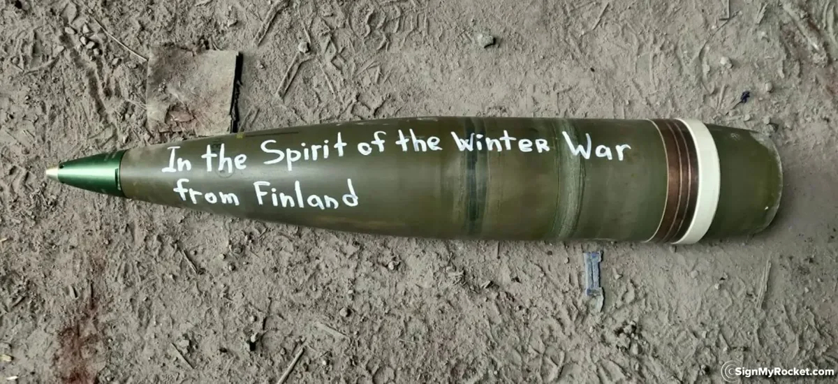 A message on a shell referring to the Soviet-Finnish (Winter) War. Photo: Signmyrocket