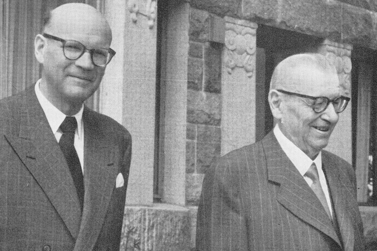 Урхо Кекконен и Юхо Кусти Паасикиви в Култаранта, 1955 год. Источник: Urho Kekkonen: taivalta, linjoja, näkökulmia, Eino S. Repo. Фото: Motopark /  Wikimedia
