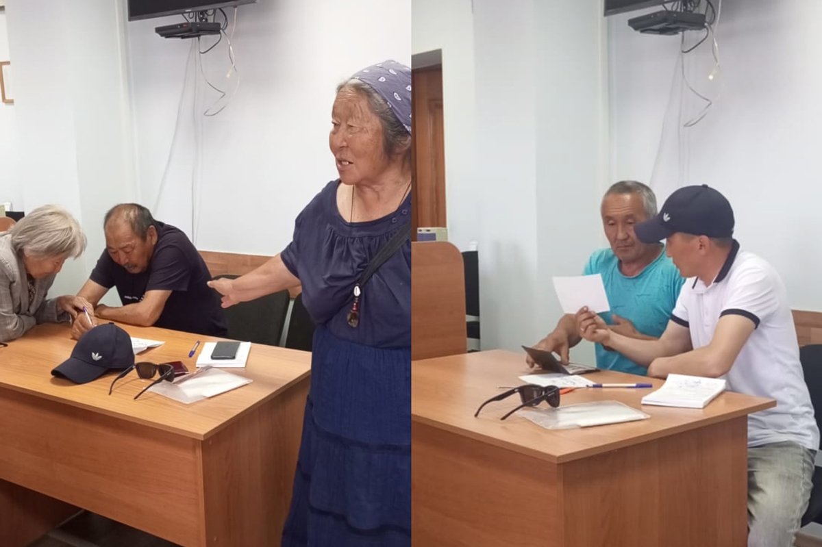 Суд над участниками акции, перекрывшими трассу, Онгудай, республика Алтай, 14 июня 2025 года. Фото: Карина Каймина /  VK