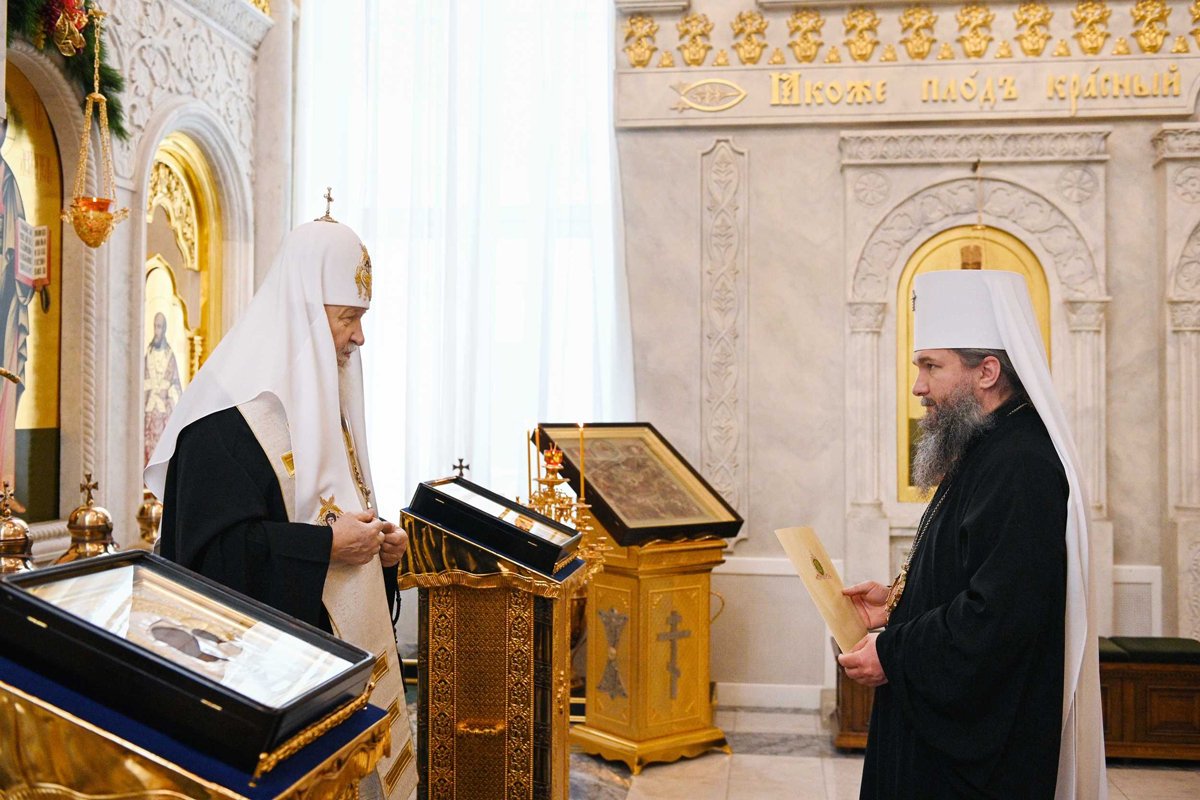 Патриарх Кирилл (Гундяев) и митрополит Евгений (Кульберг), 2020 год. Фото: Сергей Власов /  пресс-служба РПЦ