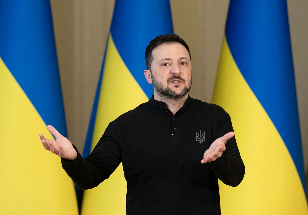 Президент Украины Владимир Зеленский на пресс-конференции в Киеве, Украина, 12 марта 2025 года. Фото: EPA-EFE