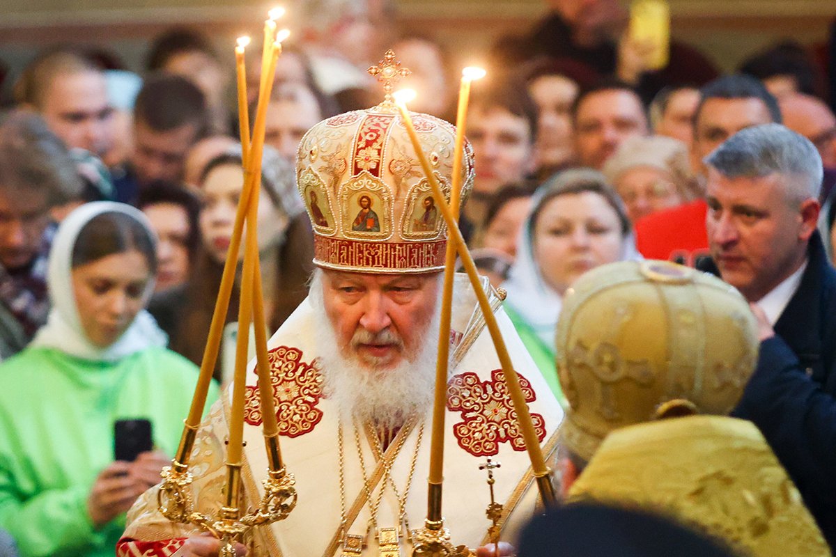 Божественная литургия патриарха Кирилла в 100-летие со дня преставления святителя Тихона в Донском ставропигиальном мужском монастыре, 6 апреля 2025 года. Фото: Ярослав Чингаев / Агентство «Москва»