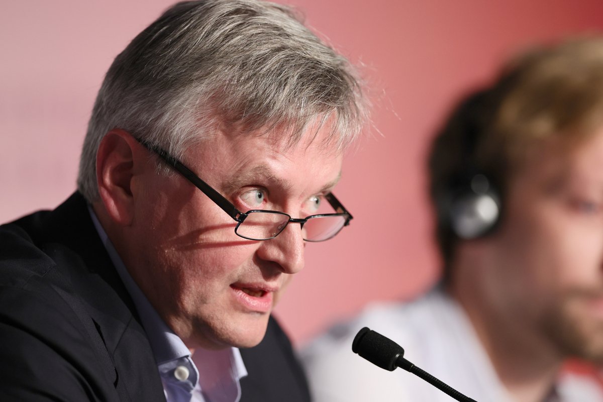 Сергей Лозница на пресс-конференции фильма «Два прокурора» в Каннах, 15 мая 2025 года. Фото: Andreas Rentz / Getty Images / EPA